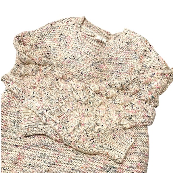 NWOT KORI Flecks of Rainbows Sweater Confetti Chunky Knit Balloon Sleeves Top- M - Picture 3 of 10